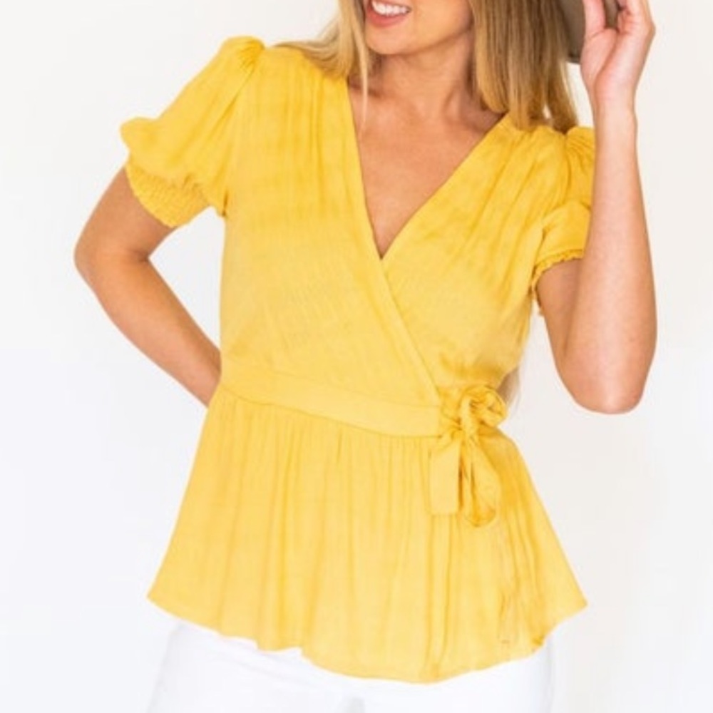 Yellow Wrap Top